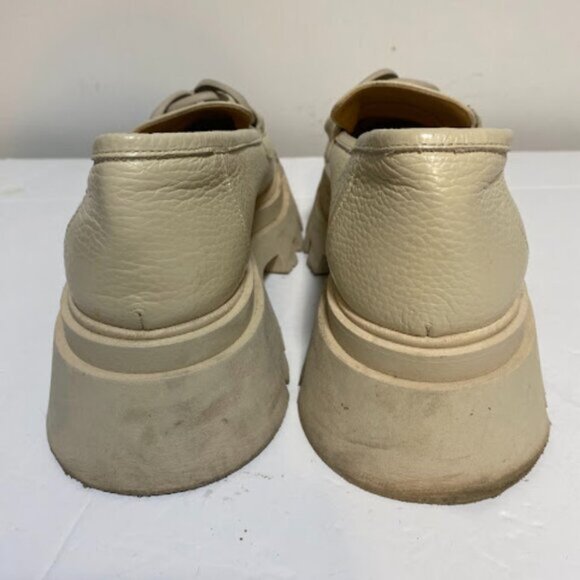 L'intervalle Cream Pebbled Leather Chunky Chain Platform Loafers Size EU 41 - Picture 9 of 12